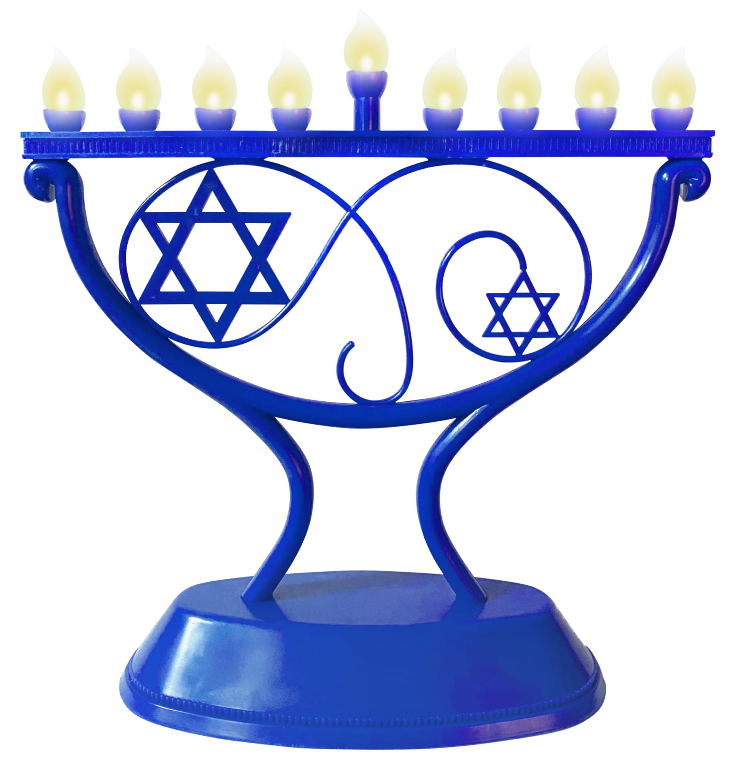 LED Electric Hanukkah Menorah, LED Traditional Whimsical Chanukah Menorah Electric, Battery or USB Powered and Cord Included, Blue