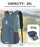 Hiking Backpack Lightweight 20L Water Resistant Shoulder Daypack Women Men for Outdoor, Traveling, Climbing, Camping