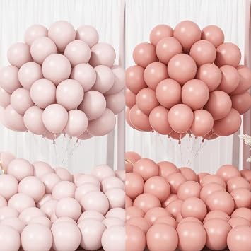 Retro Pink Balloons Set, 200 Packs 5 Inch Dusty Pink Latex Balloons, Boho Pink Party Balloons, Blush Pink Helium Balloons for Boho Girls Women Birthday Baby Shower Wedding Bridal Party Decoration