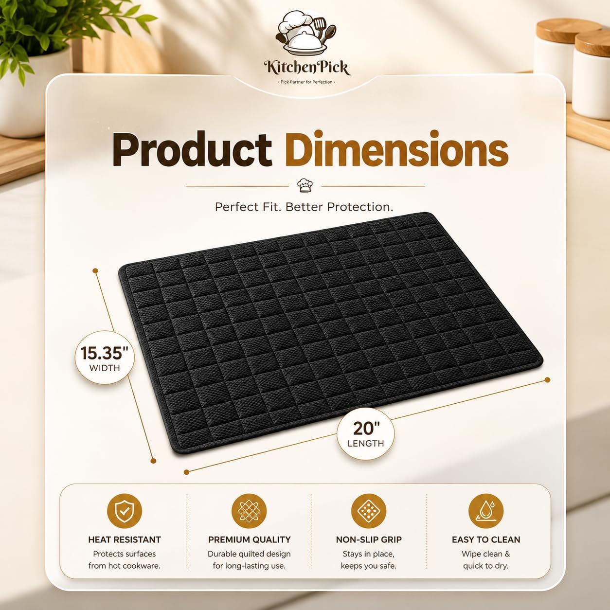 Microfiber Dish Drying Mat 15" x 20", Large Water-Absorbent Dish Drying Mat, Soft Quick-Dry Mat for Sink Dishes, Pots and Pans, Machine Washable Black Dish Drying Matt Kitchen Counter