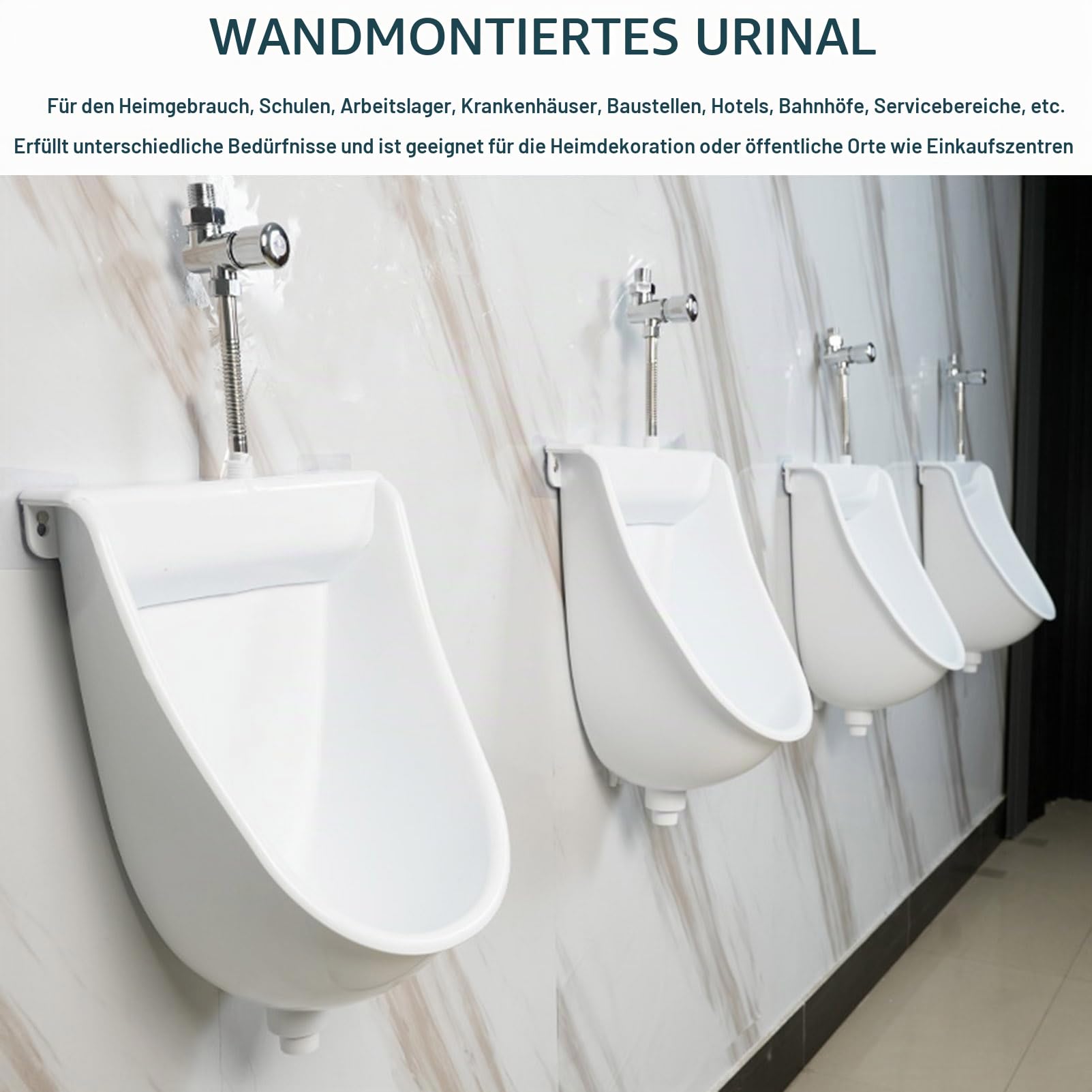 Großes Outdoor-Wasserloses Urina für Männer,Kunststoff-Badezimmer-Spritzwassergeschützte Spül-Urinale mit Spülventil,Wandmontierter Urin-Umleiter Outdoor-Camper-Urinale tragbares Männer-Urinal