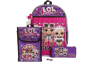 LOL Surprise Purple Back to School Essentials Backpack, Lunch Bag, Polka Dot...