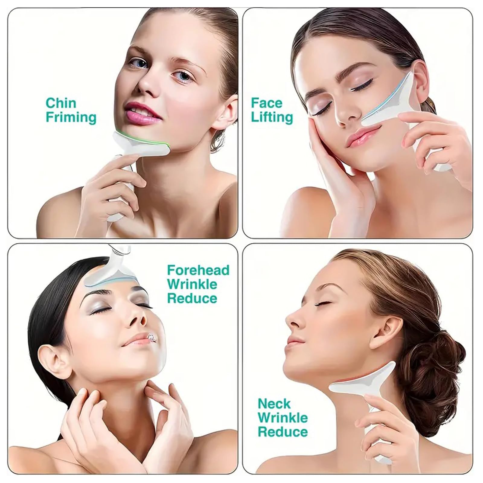 Masseur Visage Électrique, Appareil Anti-Rides à 7 Couleurs avec 3 Modes de Massage, Masseur Visage et Cou Vibrant pour Raffermissement et Douceur de la Peau (Blanc)