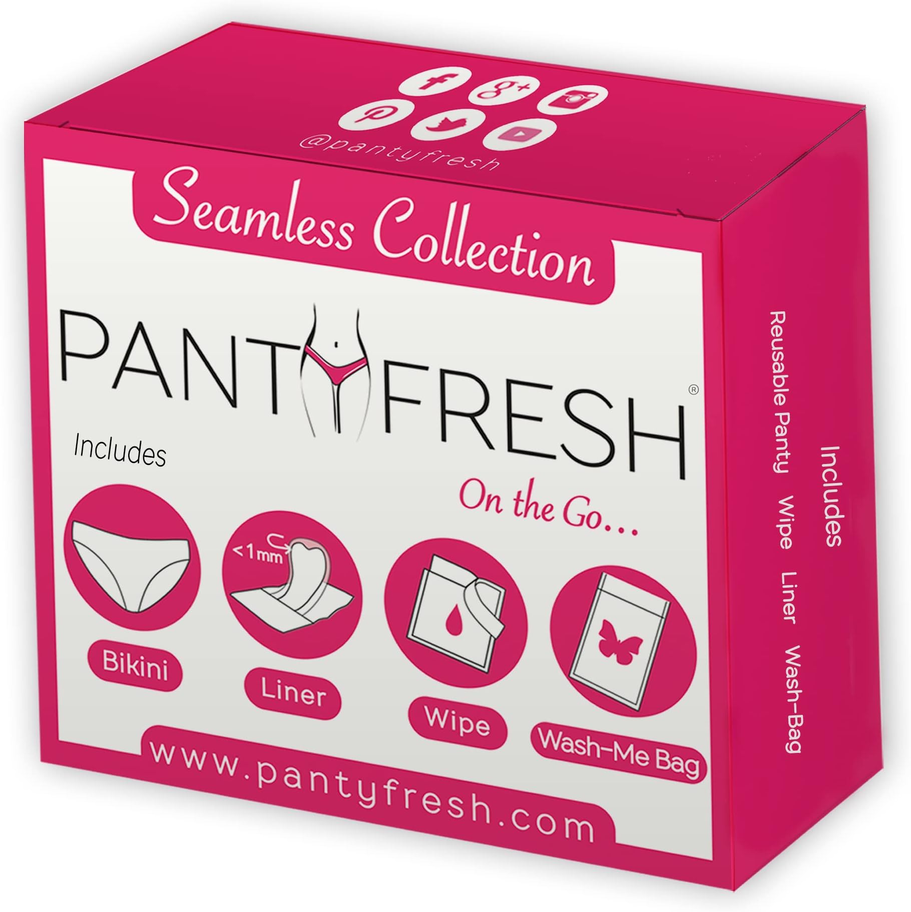 To Go Panty Kit Includes 4 items Seamless Underwear, Pantyliner Fresh Wipe Great Travel Kit Period Feminine Hygiene Emergency White