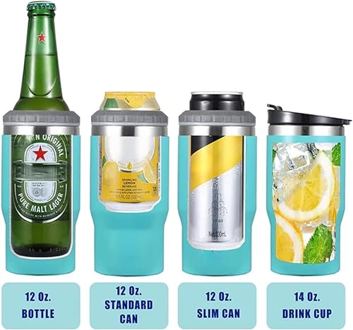 Miniatura 7 de Aislador de latasbotellas de acero inoxidable 4 en 1, tapas bidireccionales de 14 onzas, enfriador de latas aislado SUS, soporte para botellas de