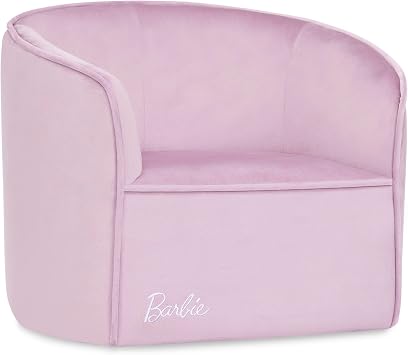 Evolur Barbie Be Bold Be You Toddler Chair, Purple | Soft Foam Cushioning Kids Sofa, Solid Wood Frame, Easy to Clean, Low-to-Ground Toddler Armchair for Playroom and Bedroom