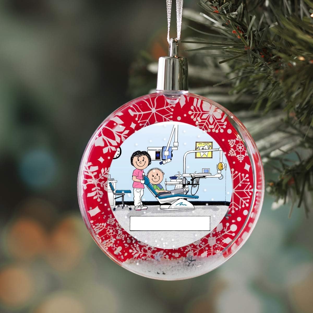 PrintedPerfection.com Personalized Friendly Folks Dentist - Female Christmas Snow Globe Ornament
