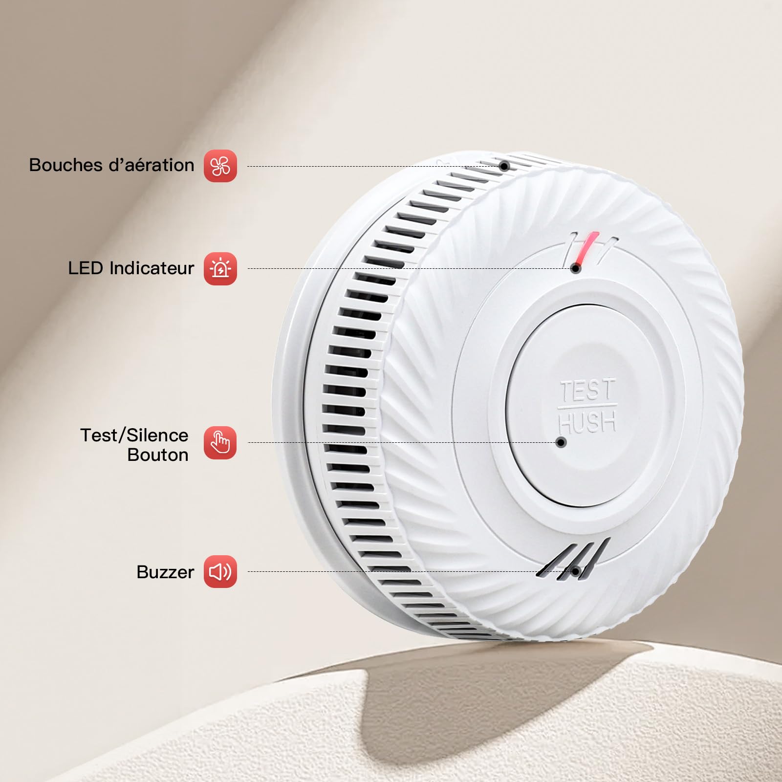 PHYSEN Détecteur de Fumée WiFi avec 10-Ans Batterie, Intelligent Alarme Incendie avec Capteur Photoélectrique Conforme à la Norme EN14604, Compatible avec Tuya/Smart Life APP, 3St