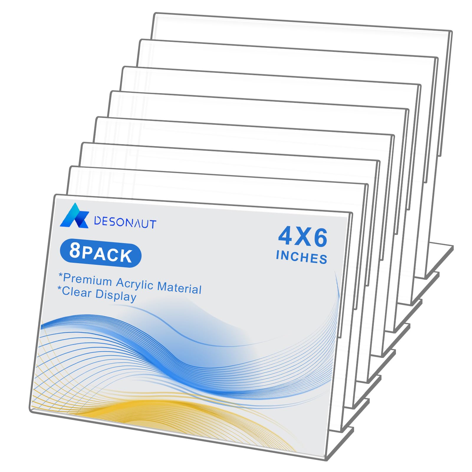 DESONAUT 8 pack Acrylic Sign Holder 4 x 6 Inches,Clear Plastic Sign Holder Paper Photo Display?Menu Tabletop Stand?Clear Acrylic Picture Frame?Flyer Holder?Horizontal?