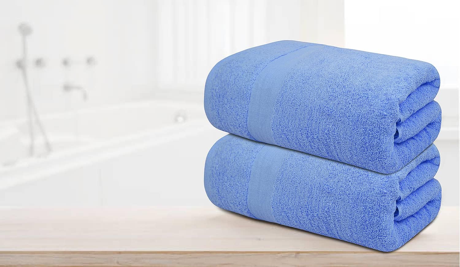 Softolle 100% Cotton Luxury Bath Sheets - Pack of 2 (35" x 70") | Super Soft, Quick-Dry & Highly Absorbent Towels for Bathroom, Home, Spa & Gym (Sky Blue)