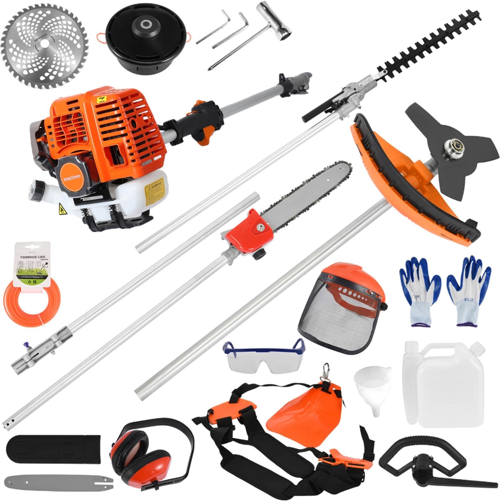 Mini Motosierra inalámbrica de 52 CC con Motor de 2 Tiempos y Motosierra Manual, multifunción para el Mantenimiento del jardín, Color Naranja.