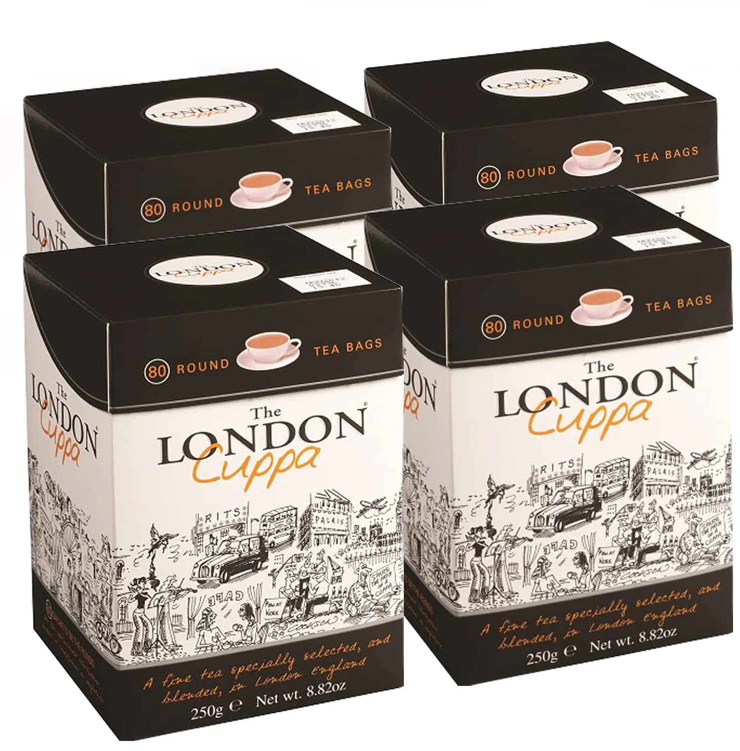 The London Cuppa Tea bags | Pack of 4 | 80 Tea bags in Each Pack | English breakfast Tea | Premium Black Tea | Rich and Full-Bodied Tea