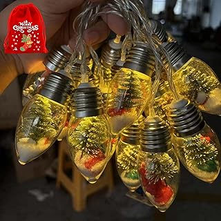 Politety Politoed LED Bulb String Lights, 6PCS LED Christmas Tree Snow Globe Light, Waterproof Christmas String Lights Outdoor/Indoor for Garden Party Xmas Decor (A,2-Meter line and 10 Led Bulbs)