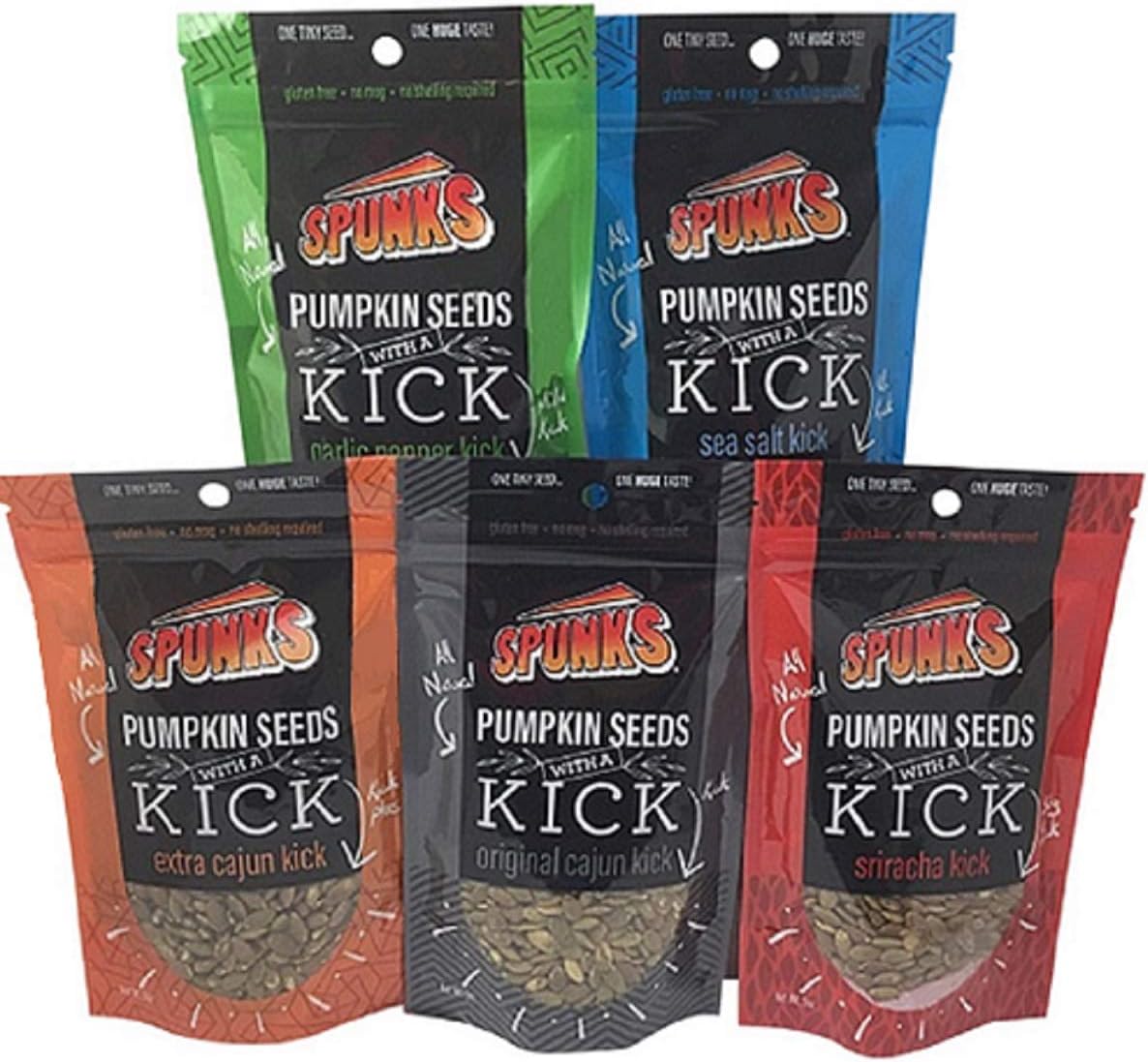 SpunksKeto Pumpkin Seeds Healthy Snacks - Variety Pack of 5 Flavors - 5 Ounzes Each