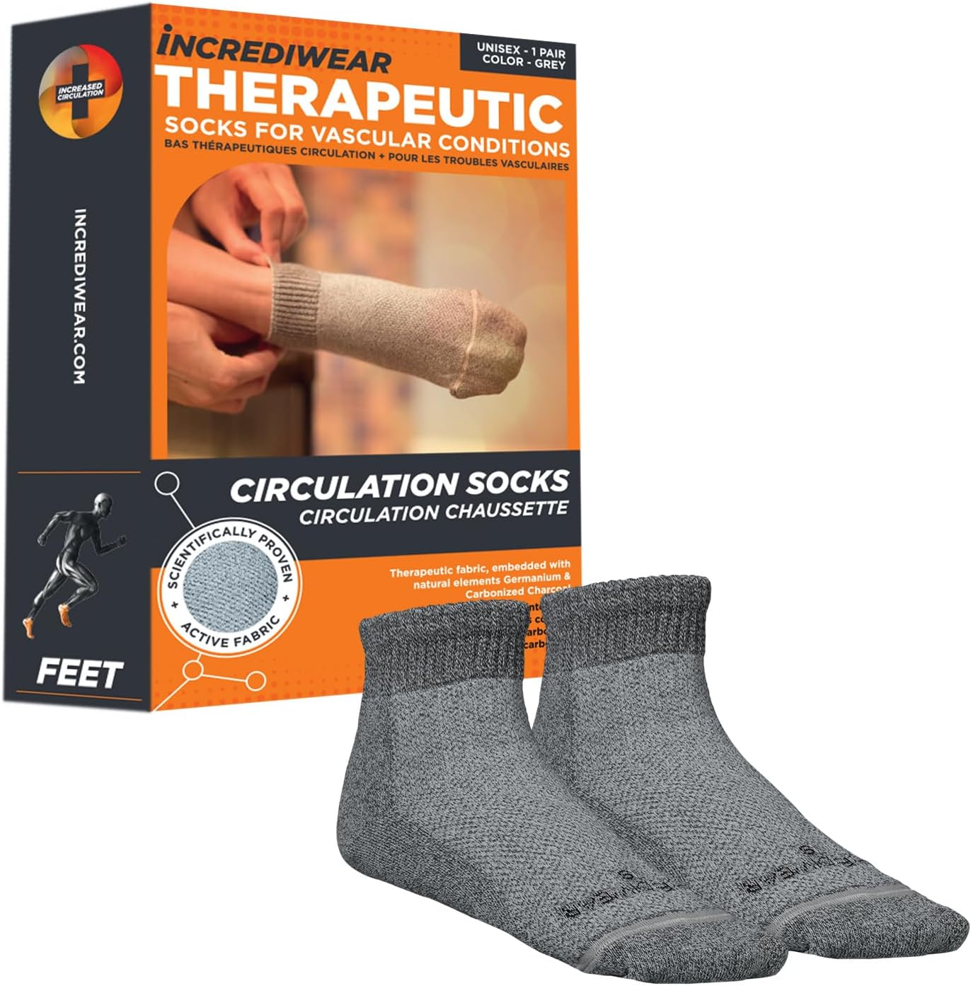 Incrediwear Circulation Socks – Blood Circulation Socks for Foot Circulation, Foot Support, and Reducing Joint Pain, Everyday Low Ankle Socks for Women and Men (Black, Large)
