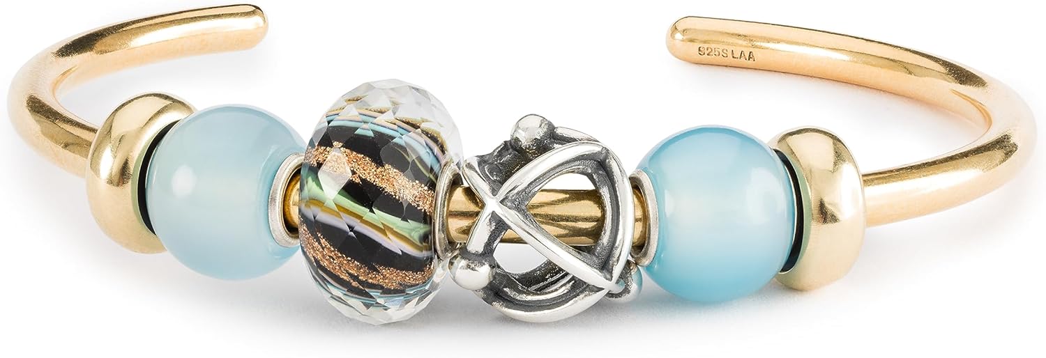 TROLLBEADS Round Light Blue Agate Bead - Calm Your Mind with Serenity | Authentic Brand Charm | Gemstone | Spirituality Collection | Designed by Lise Aagaard