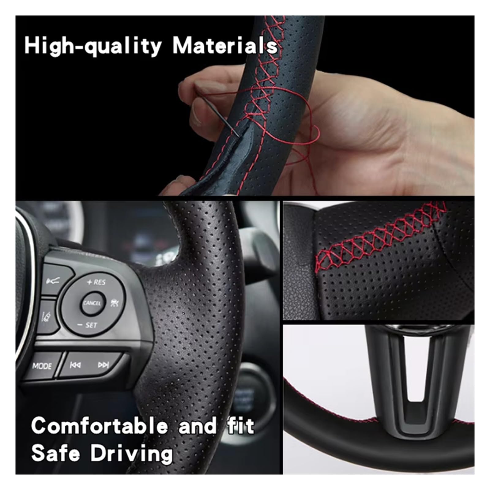 Lenkrad Abdeckung Für Mitsubishi Für Pajero 2007-2014 Für Galant 2008-2012 Custom Car Lenkrad Geflecht Abdeckung Leder Zubehör Lenkrad Bezug(Yellow Thread)