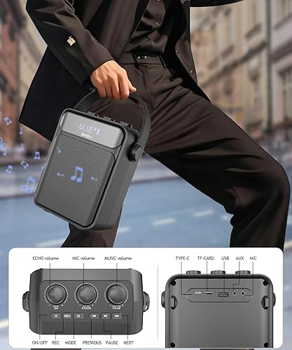 Miniatura 7 de SHIDU Amplificador de voz de 40 W con micrófono inalámbrico de mano, amplificador de voz inalámbrico para profesor, amplificador de potencia