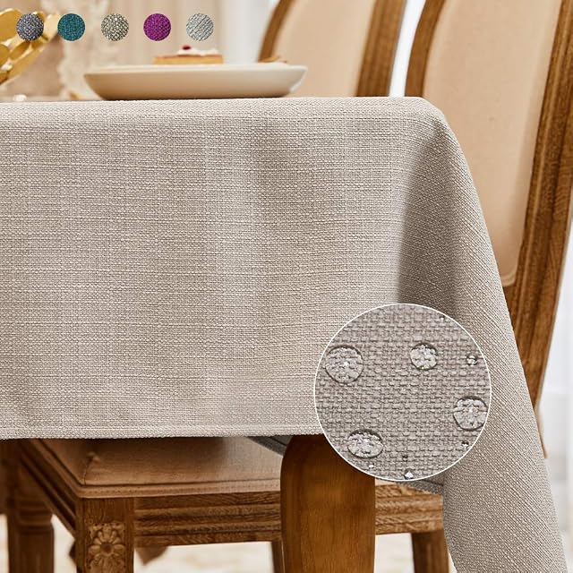 BALCONY & FALCON Rectangle Faux Linen Table Cloth, Washable Table Cover for Kitchen Dinning Tabletop Buffet Decoration, Wipeable Table Protector, Large Oblong Tablecloths