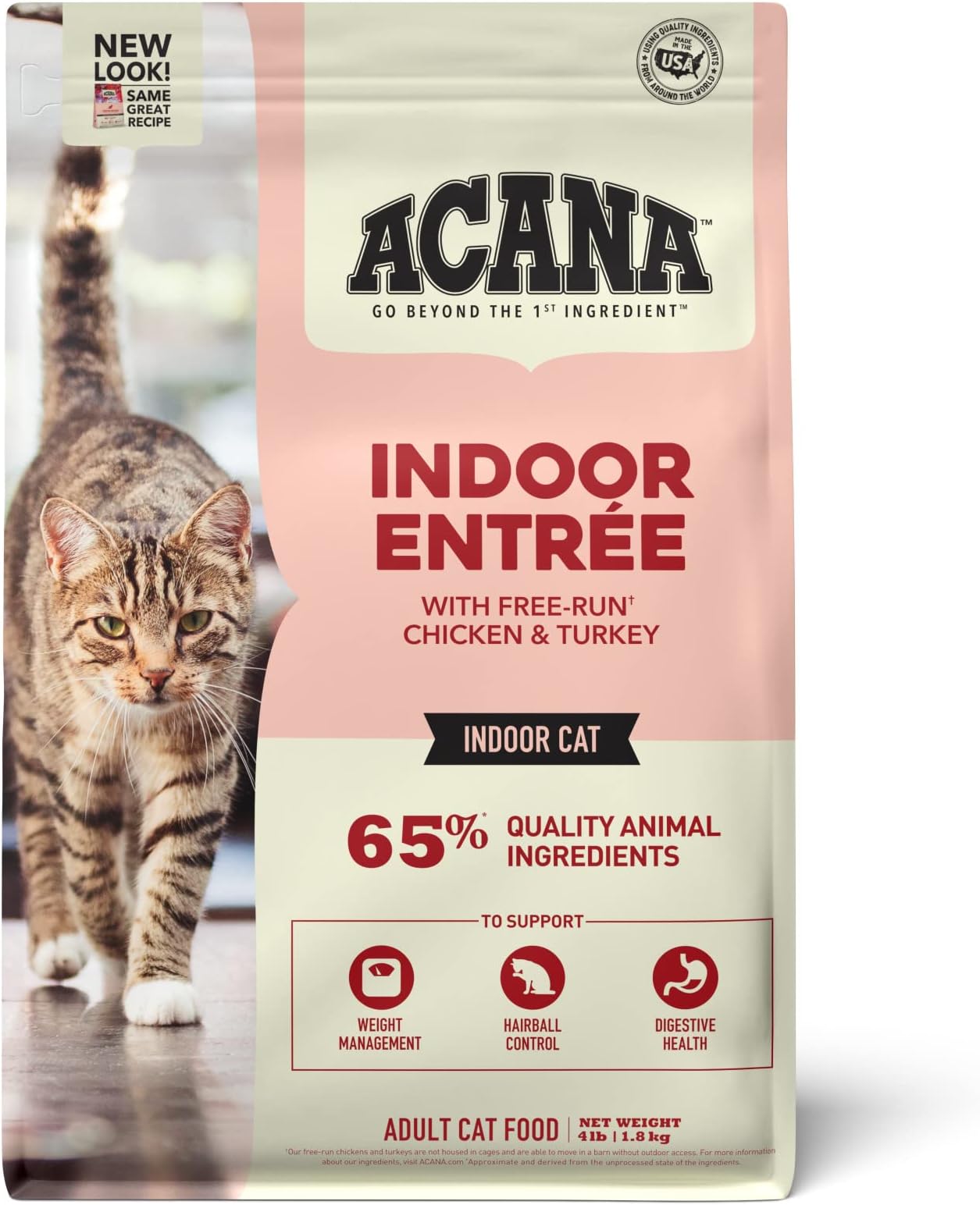 - Dry Cat Food for Indoor Cats Indoor Entrée Chicken Turkey Whole Herring and Rabbit 4lb Bag