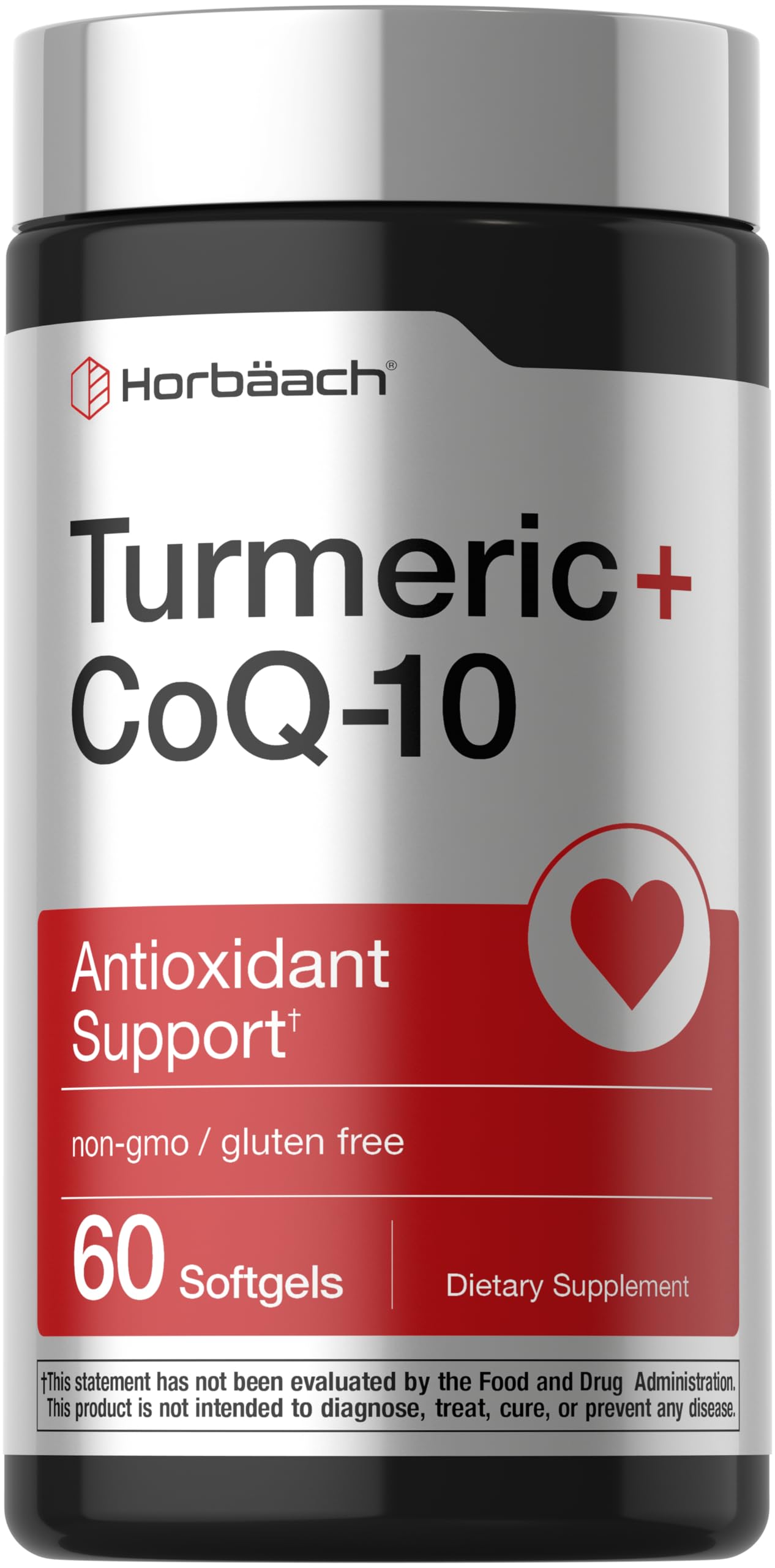 Horbäach CoQ10 100mg & Turmeric Supplement | 60 Softgels