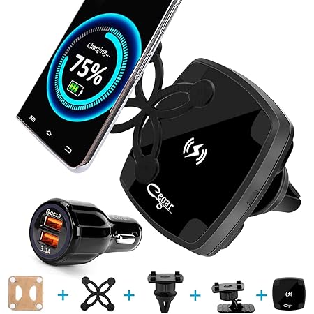 2020 CEGAR Magnetic Wireless Car Charger Mount, Qi Car Phone Mount, Air Vent Car Charger, QC3.0 Phone Charging for Vehicles, Compatible with Phone 12/12Pro/11/Xs/X, Samsung S20/S20Plus/S10/S9 etc
