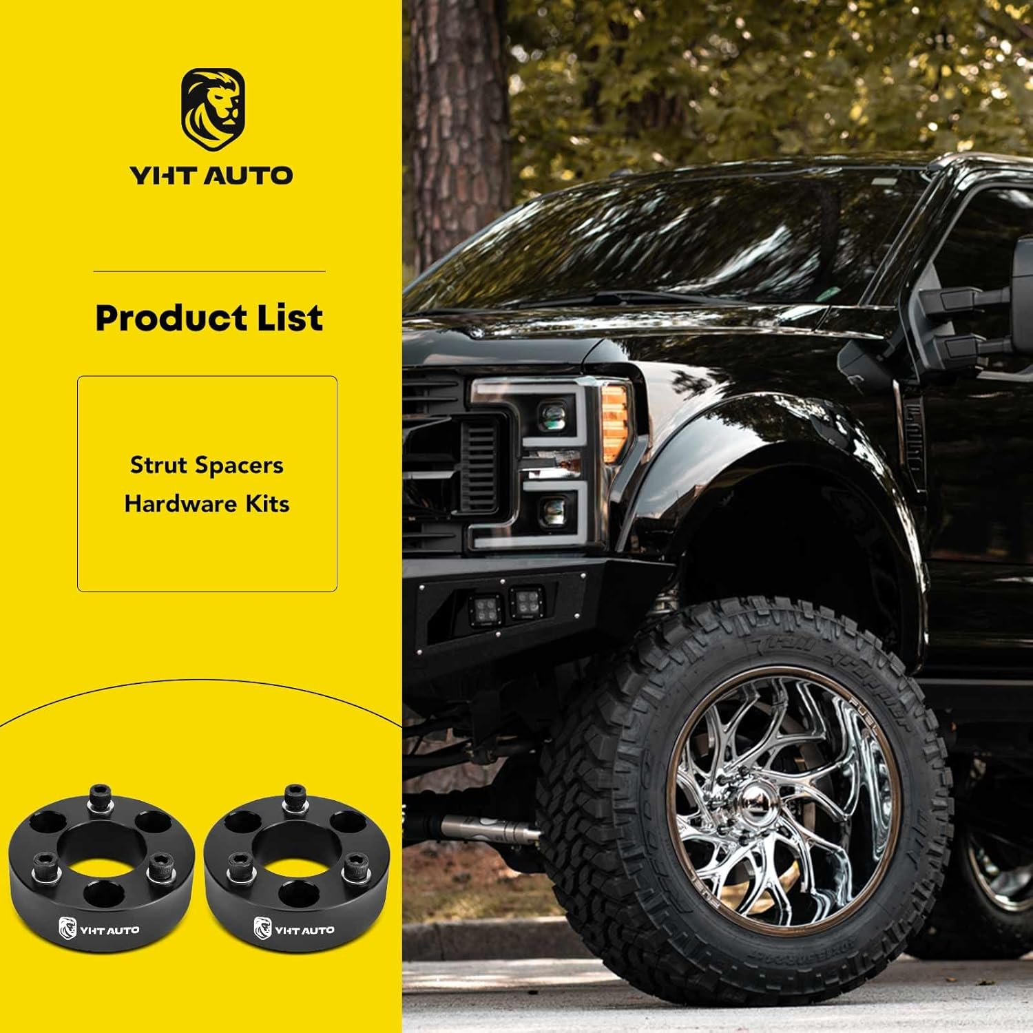 YHTAUTO 2.5 inch Front Leveling Lift Kit Compatible with 2005-2019 Nissan Frontier, 2005-2015 Xterra, RWD/4WD, Aluminum Strut Spacers Suspension Leveling Kit w/Hardware Kit Set of 2