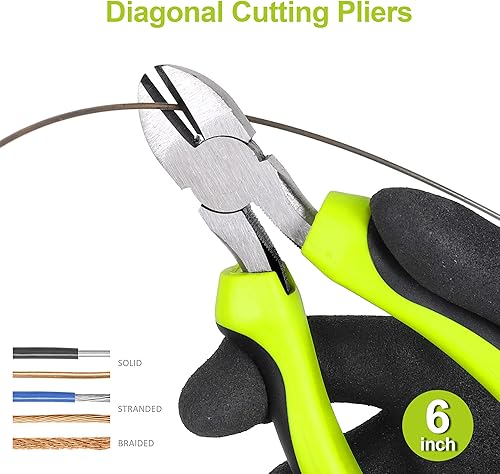 Miniatura 13 de FASTPRO Juego de 5 alicates rosados con bolsa de almacenamiento, incluye junta de ranura, diagonal, nariz larga, alicates de junta deslizante