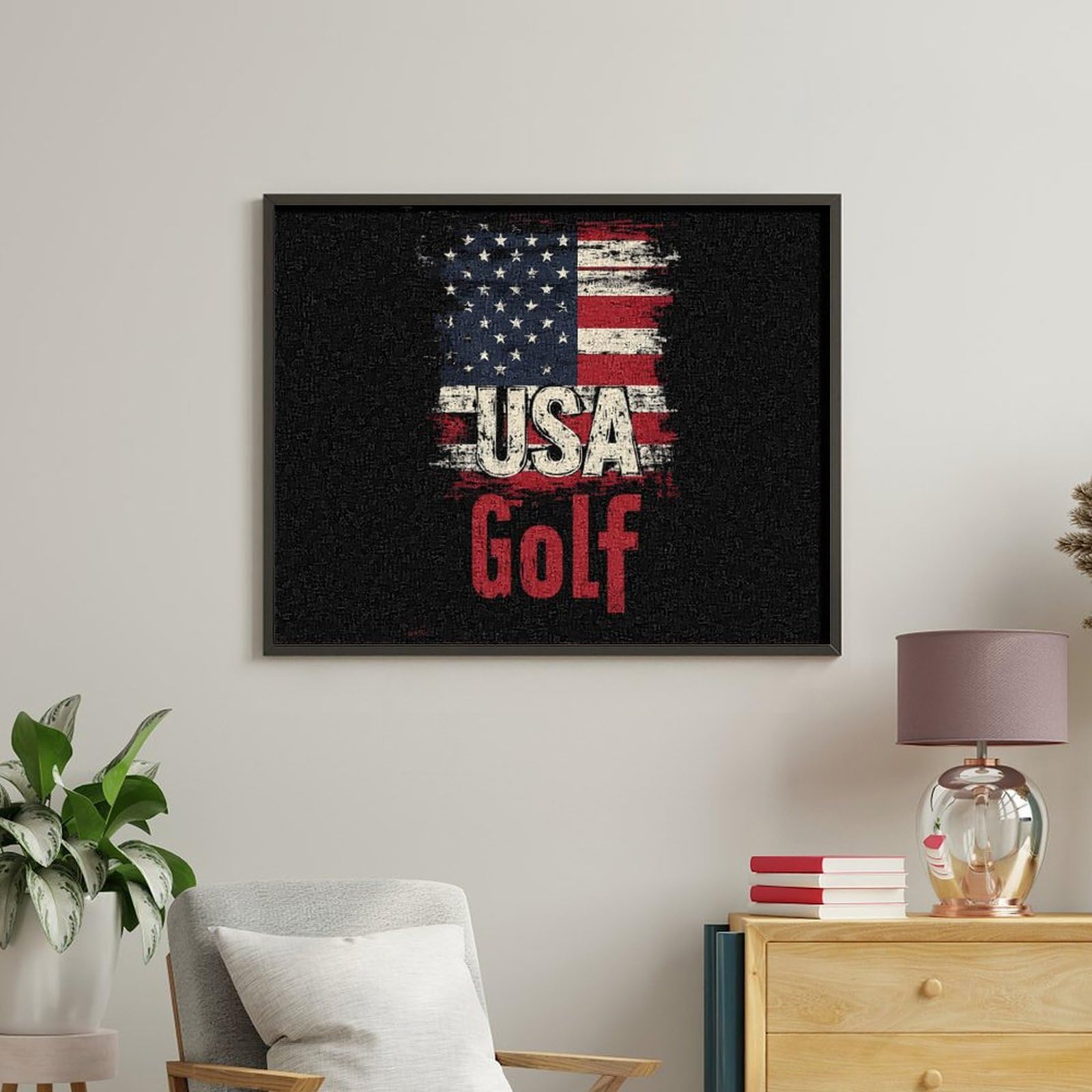Malen nach Zahlen, Motiv: Golf-Flagge mit US-Flagge, für Erwachsene, Anfänger, bunt, DIY, einfaches Malen für Zuhause, Wanddekoration
