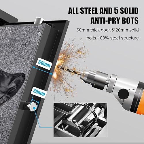 Miniatura 7 de Cajas fuertes largas con contraseña digital, caja fuerte para pistola de rifles, acceso rápido, 5 armas para el hogar, rifles, escopetas, marco de