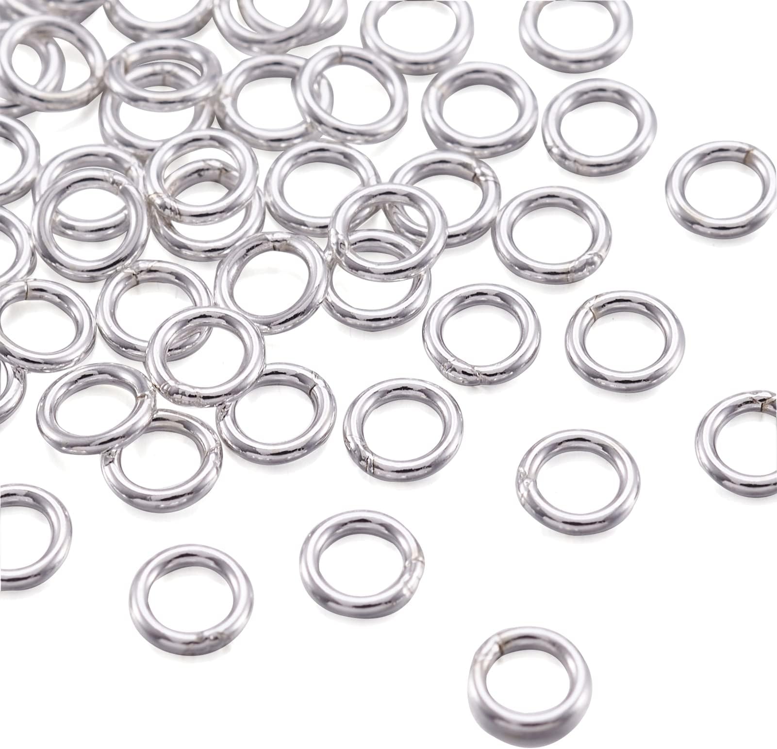Pandahall 50pcs 925 Sterling Silver Soldered Closed Loop Jump Rings Round Jump Rings Wire Connector for Jewelry Making Keychains Charm 4x0.7mm