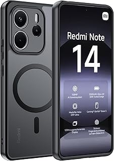 Effcotuo Magnetic Case for Xiaomi Redmi Note 14 4G (Not for 5G) - Compatible with MagSafe - Full Camera Protection - Shockproof - Translucent Matte - Wireless Charging Support