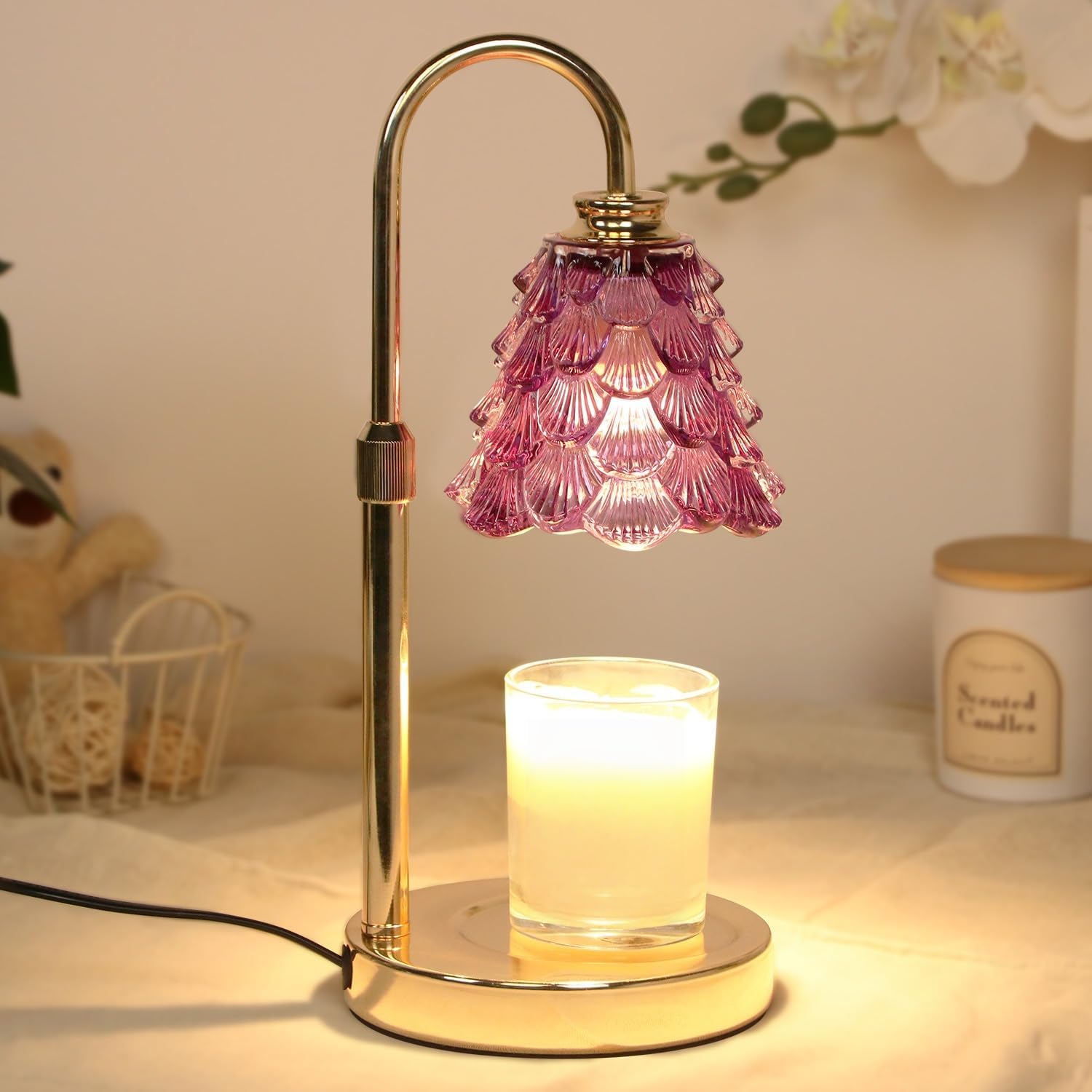 Candle Warmer Lamp with Dimmer - Electric Candle Lamp with Timer for Jar Candles Scented Candles, Plug-in Wax Warmer Lamp for Home with 2 Bulb，Before Purchasing: This is a Light with an EU Plug