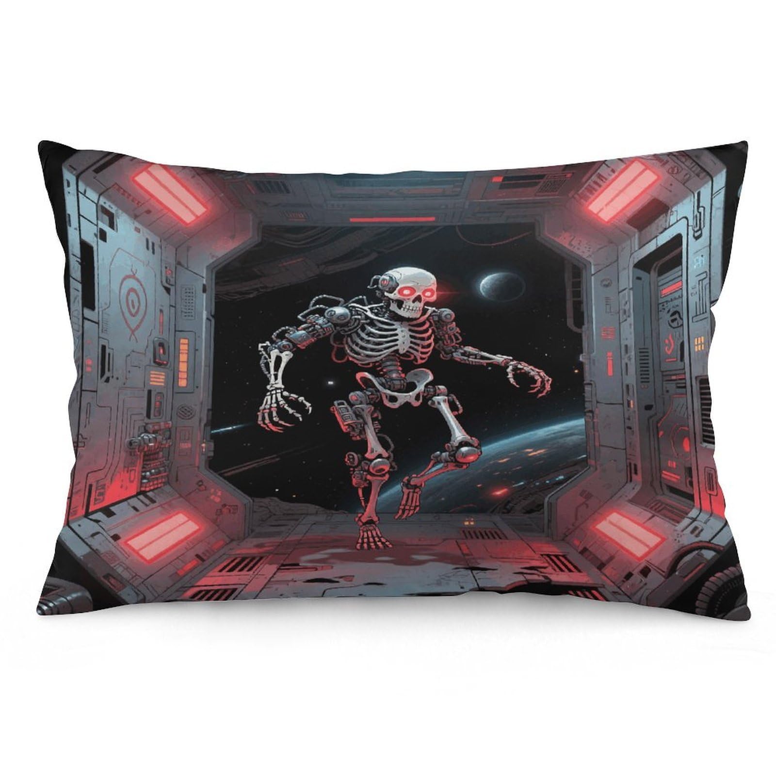 Skull Throw Pillow Cover Soft Pillow Case Decorative Lumbar Pillow Cover Cozy Throw Pillowcase Polyester Rectangular Cushion Case Decor for Couch Sofa Bed