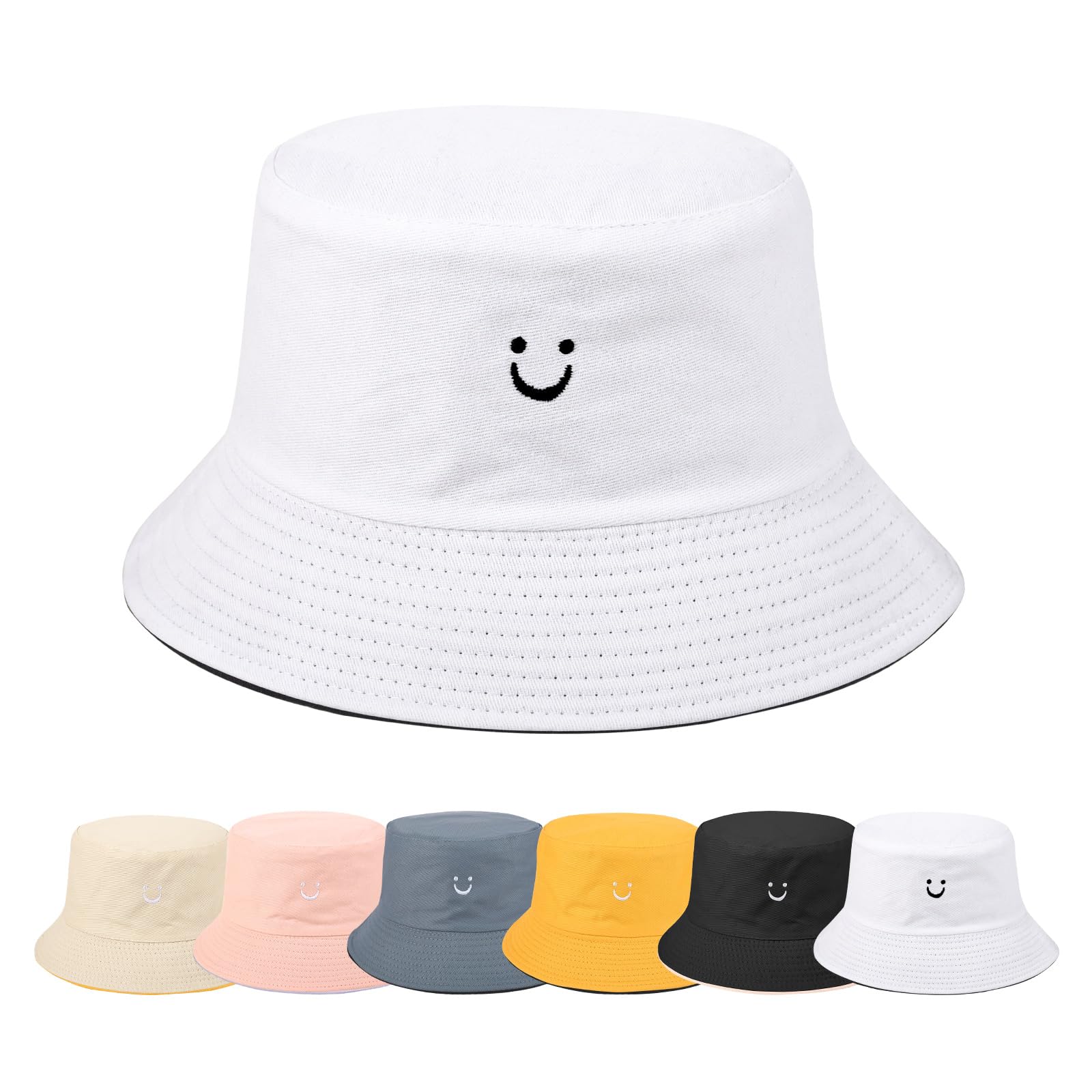 Yuson Girl Gorro Pescador Bucket Hat Algodón Reversible Gorros Sombreros de Pescador Sombrero de Cubo Plegable Verano Sombrero de Sol de Playa para Excursionismo Cámping Viaje