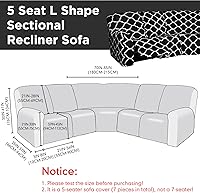 Vista 2 de Peryiter 7 fundas impresas en forma de L para sofá reclinable seccional de 5 asientos, fundas de sofá seccional de terciopelo de seda láctea, funda