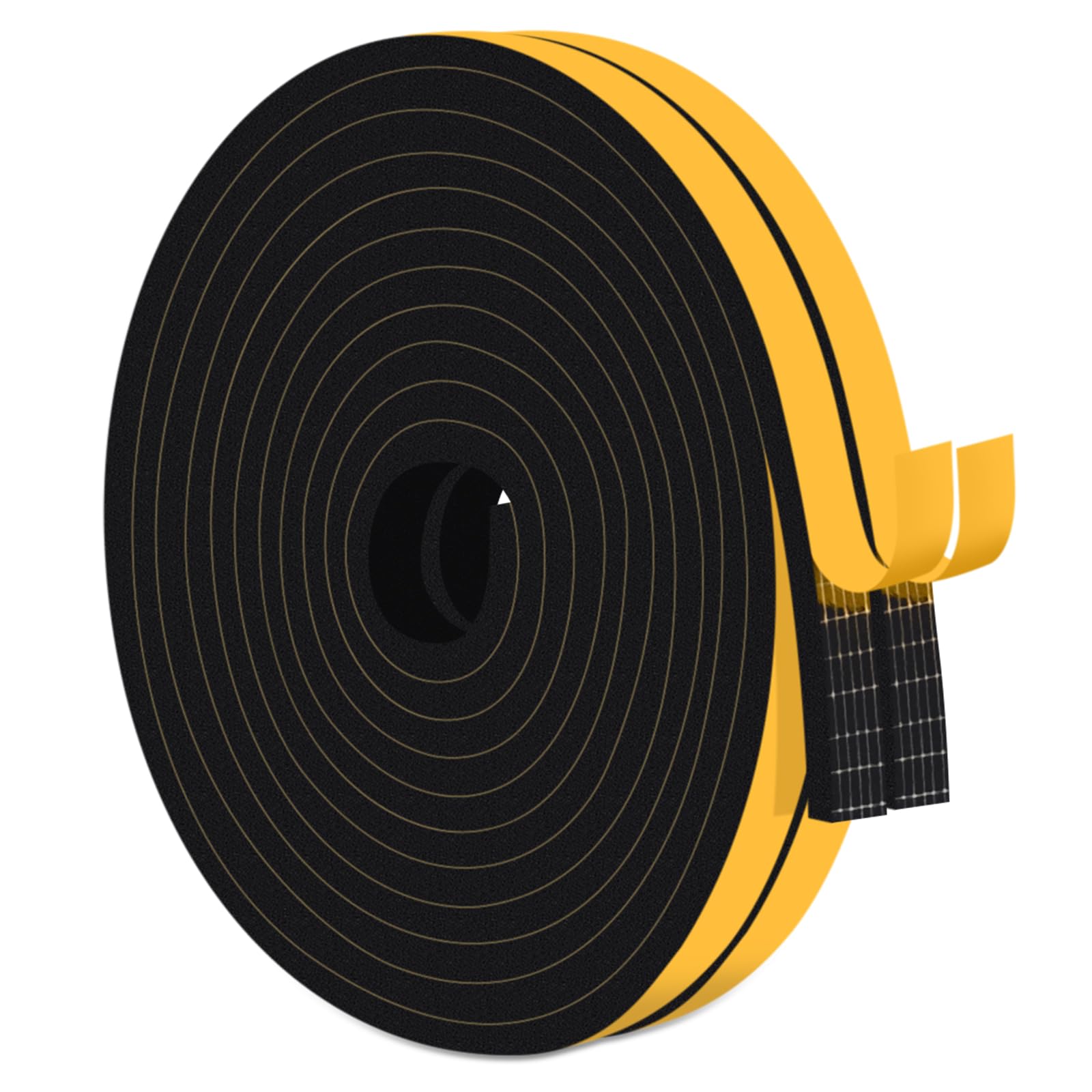 TriXcelent Black 12mm x 6mm Draught Excluder Tape - 8M Self Adhesive Foam, Weather Stripping Seal for Larger Gaps