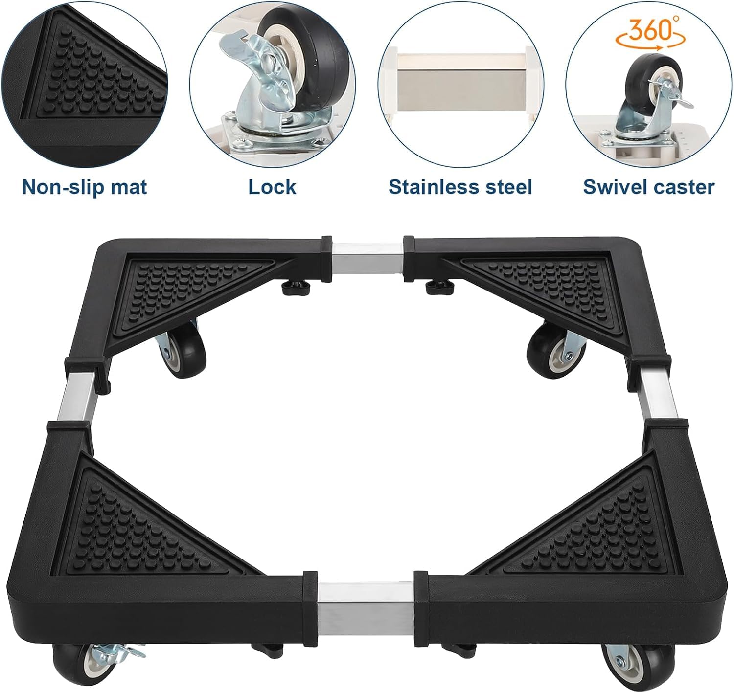 ZIPRON Mini Fridge Stand with 4 Locking Wheels – Adjustable 17.7