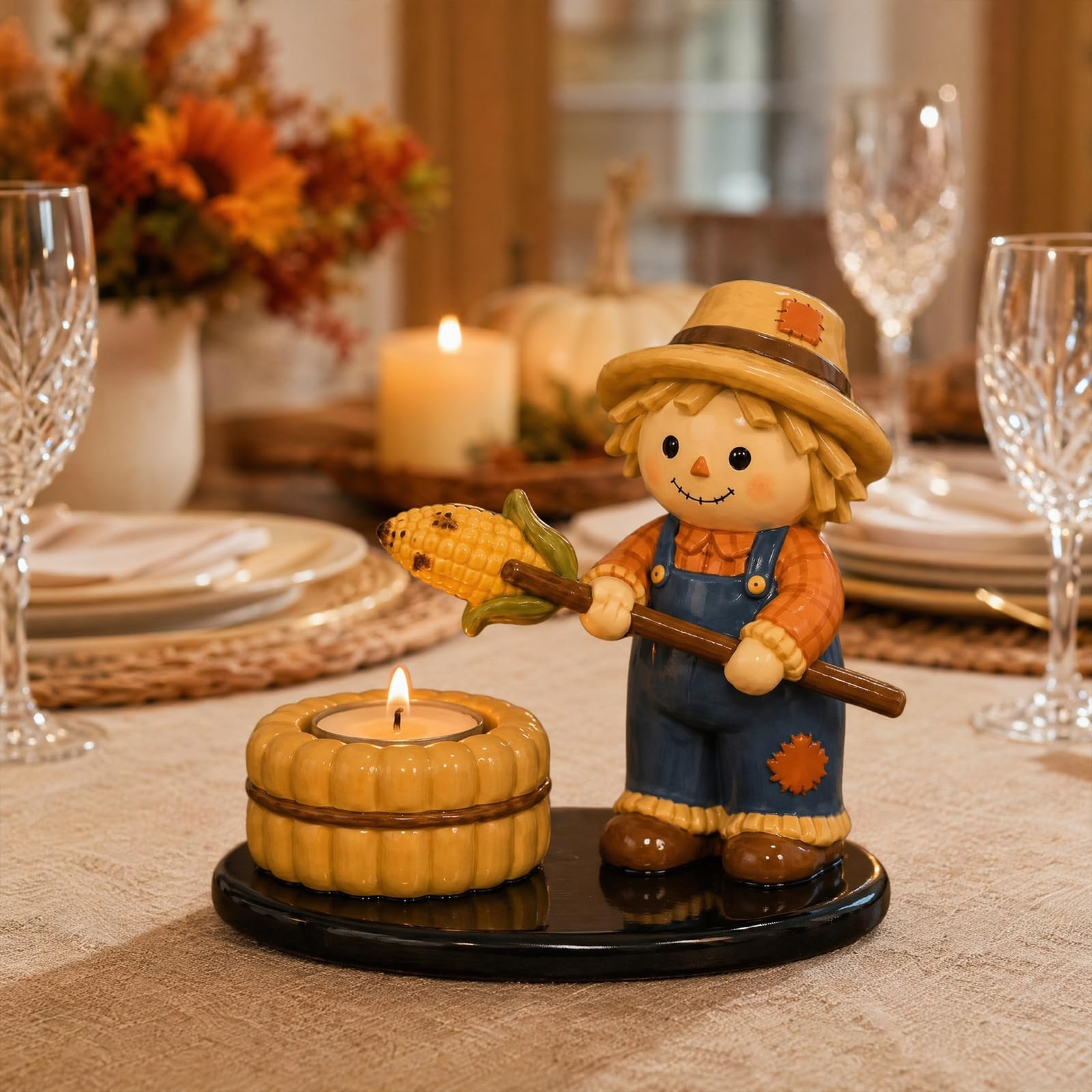 Halloween Ghost Campfire Tealight Holder, Cute Mantel Shelf Decor Set