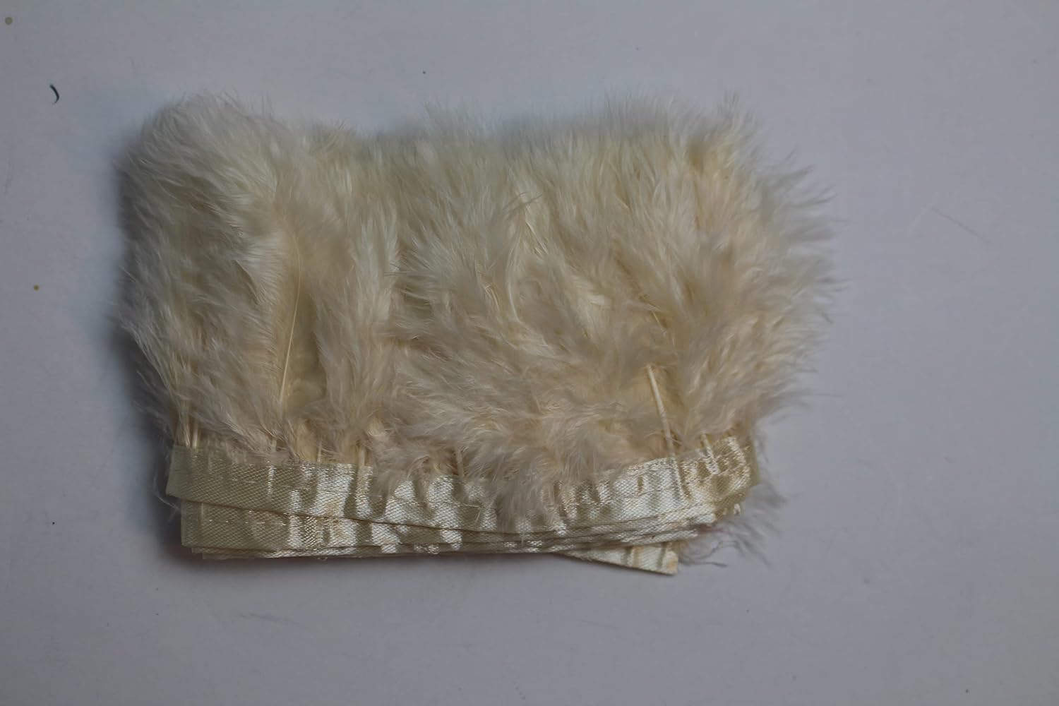 2 Yard Long Turkey Fluff Feather Fringe Trim, 3"-4" Height Accessories,Feather DIY Decorative Material (Champagne Color)