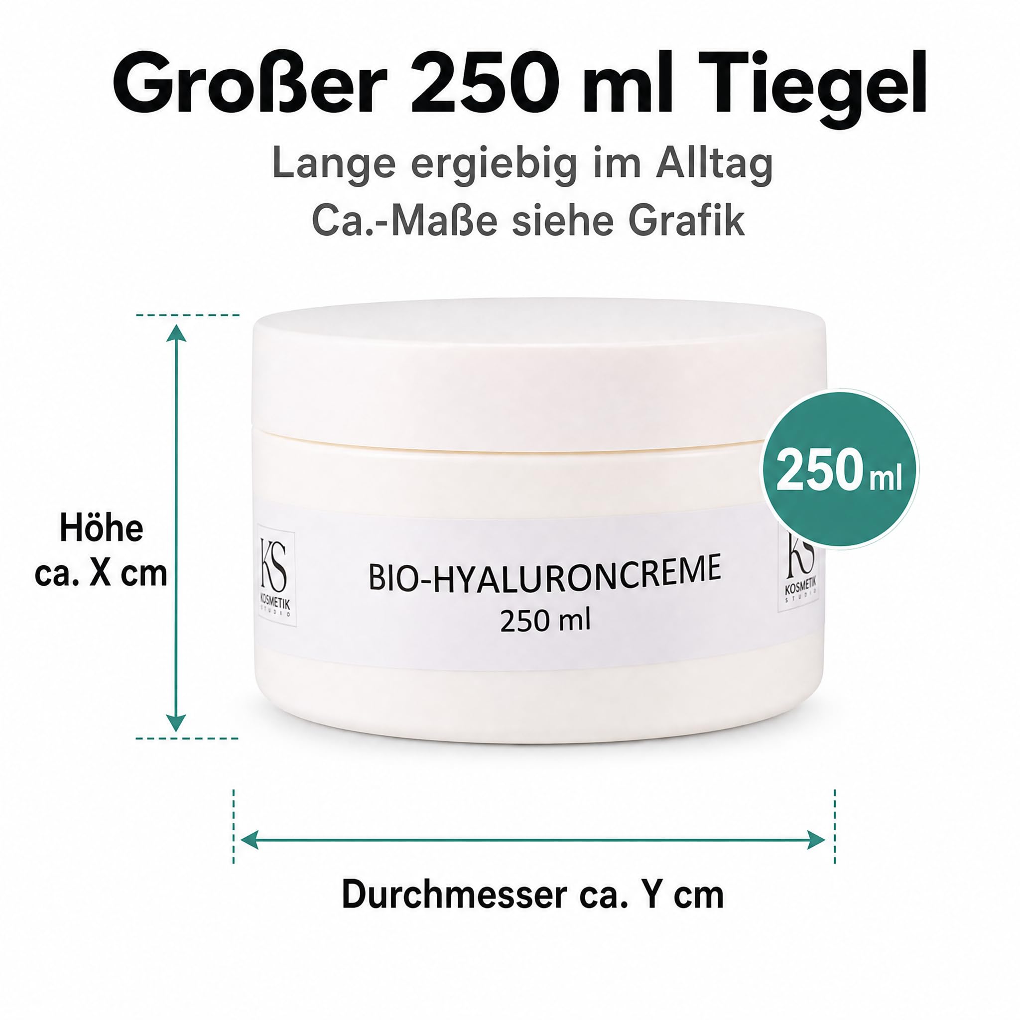KS Beauty Bio Hyaluroncreme, Tages- & Nachtcreme für trockene Haut, 250 ml | Reichhaltige Feuchtigkeitscreme mit Hyaluronsäure, Q10, Niacinamid & Aloe Vera – dermatologisch getestet, Made in Germany