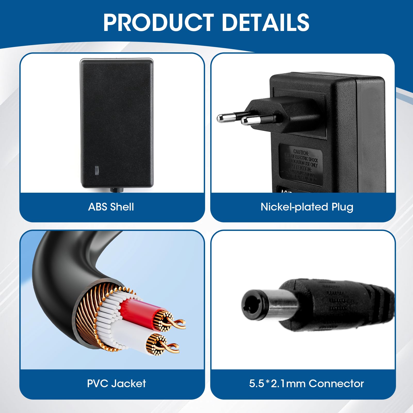 Adaptateur Secteur 12V 3A 36W Universel - Chargeur AC/DC 5,5x2,5mm Pour LED, Routeurs, Caméras, Haut-parleurs