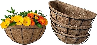 LX7 3-Pack Hanging & Wall-Mounted Plant Baskets with Natural Coconut Fib...