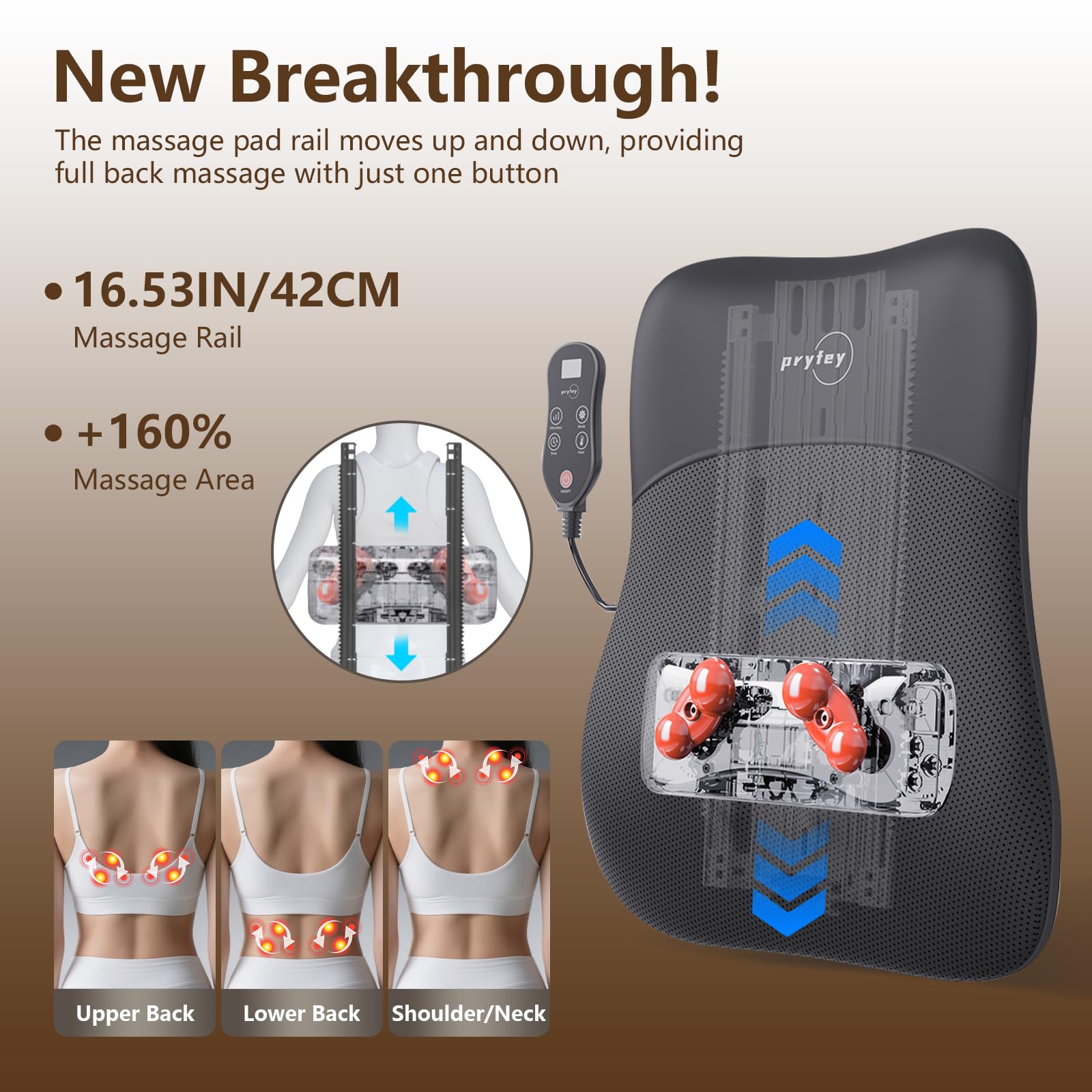 Back Massager with Heat, 4D Shiatsu Massager for Pain Relief Deep