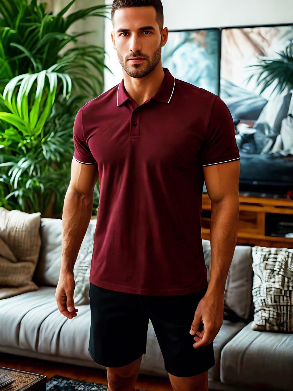 4 Pack Mens Polo Shirts Short Sleeve Moisture Wicking Golf Polo Athletic Collared Shirt Tennis T-Shirt Tops - Image 6