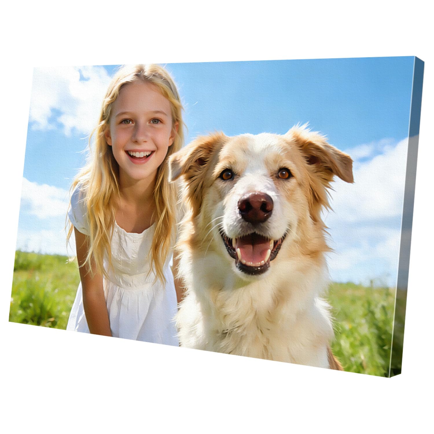 Personalised Canvas Photos 40x60cm(16x24in),Customised Photo Printing with DIY Frame,Custom Poster Canvas Personalised Photo for Family,Pet Portrait,Birthday Gift,Valentine's Day Gift,Holiday Memory