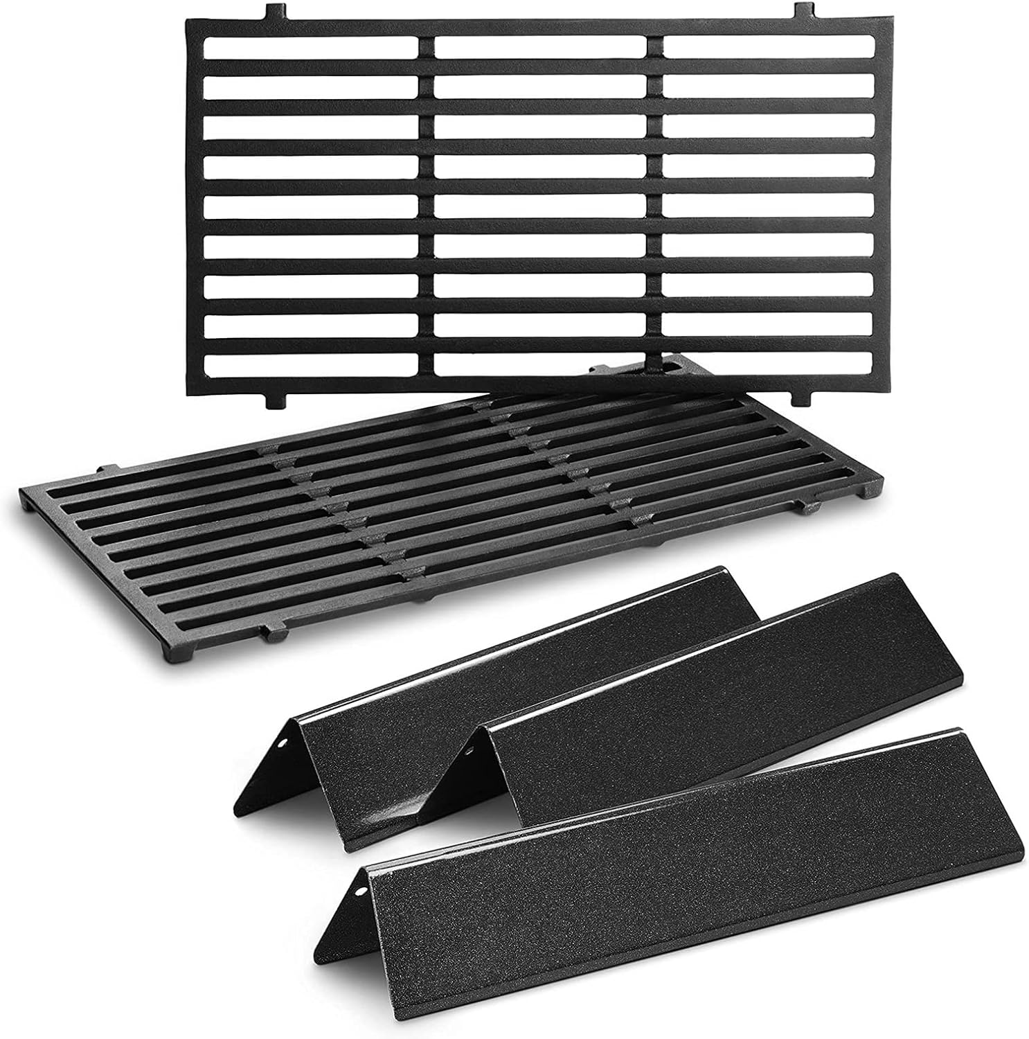 Hisencn 7635 15.3 inch Flavorizer Bars and 7637 17.5 inch Cooking Grates for Weber Spirit I & II 200 Series, Spirit E210, S210, E220, S220 with Front Control Knobs