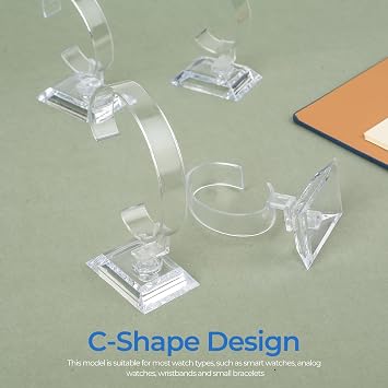 13 PcsWatch Stands, Bracelet Holder Display, Bracelet Stand, Clear C Shape Watch Display Stand Holders Racks for Home Store Jewelry Showcase Displaying (5 Large, 8 Small)