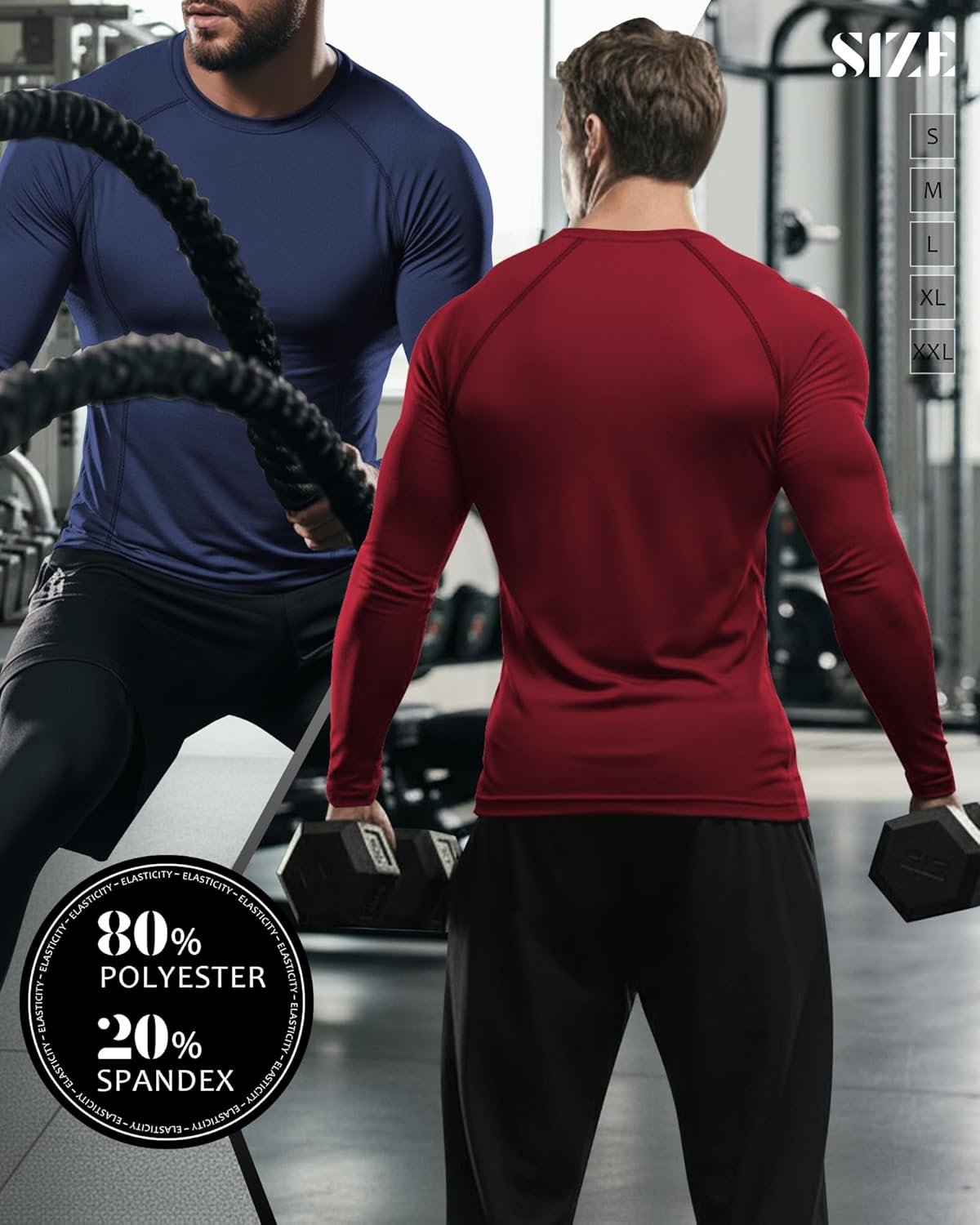 Neer 4 Pcs Mens Compression Shirts Raglan Long Sleeve Slim Fit Crew Neck Tops Workout Athletic Cool Dry Base Layer Gym Tees - Image 6