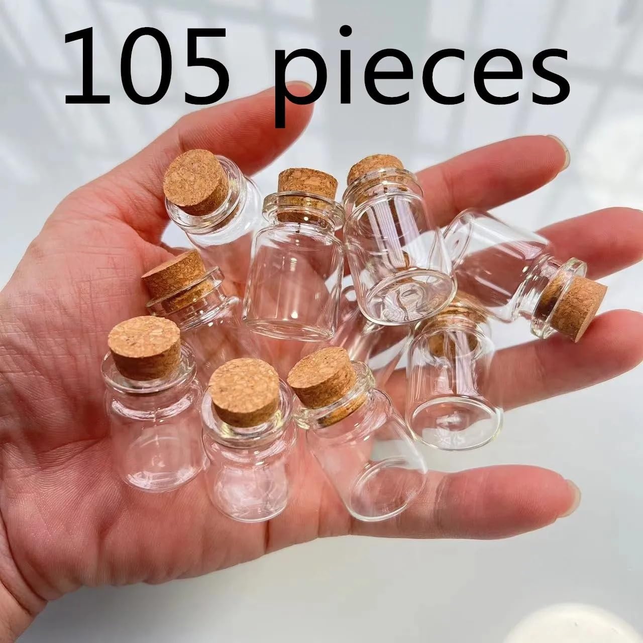 50/105 szt. Małe szklane probówki z wąską szyjką i korkiem - Ekologiczne mini puste butelki do rękodzieła i prezentów(30mm105 pieces)